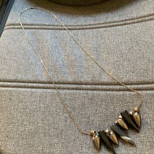 Silver and black horn-style necklace